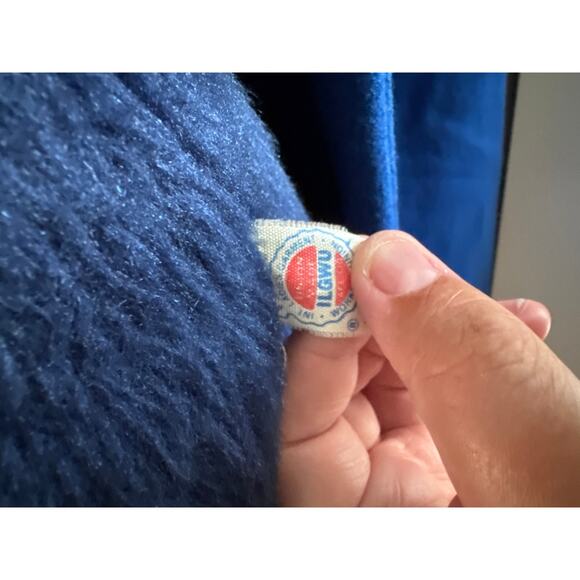 Vintage Women's Royal Blue Single Breasted Faux Fur Lined Wool jacket size 12 - Picture 4 of 4